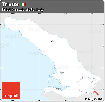 Silver Style Simple Map of Trieste, single color outside