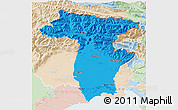 Political 3D Map of Udine, lighten