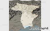 Shaded Relief 3D Map of Udine, darken