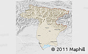 Shaded Relief 3D Map of Udine, lighten, desaturated