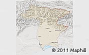 Shaded Relief 3D Map of Udine, lighten, semi-desaturated