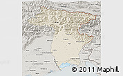 Shaded Relief 3D Map of Udine, semi-desaturated