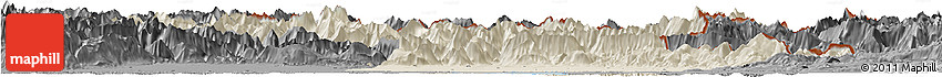 Shaded Relief Horizon Map of Udine, darken, desaturated