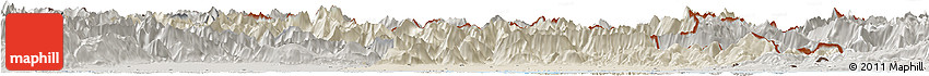 Shaded Relief Horizon Map of Udine, semi-desaturated