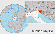 Gray Location Map of Udine, highlighted country
