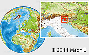 Physical Location Map of Udine, highlighted country, highlighted parent region