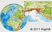 Physical Location Map of Udine, highlighted country