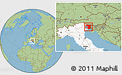 Savanna Style Location Map of Udine, highlighted country, highlighted parent region