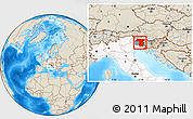 Shaded Relief Location Map of Udine, highlighted country, highlighted parent region