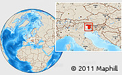Shaded Relief Location Map of Udine, highlighted parent region