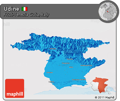 Political Panoramic Map of Udine, single color outside