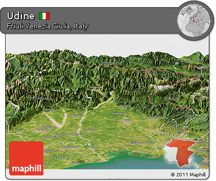 Satellite Panoramic Map of Udine