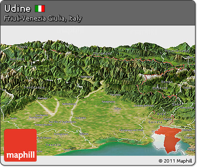 Satellite Panoramic Map of Udine