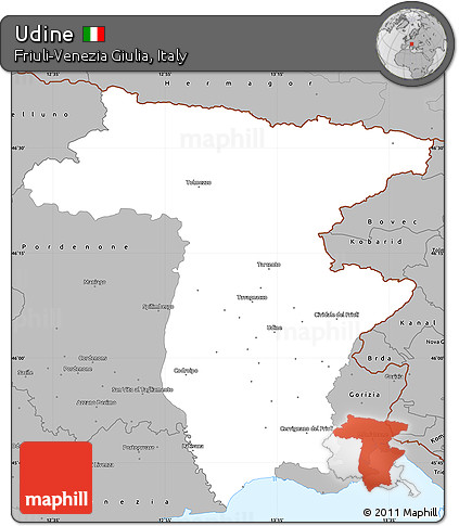 Gray Simple Map of Udine