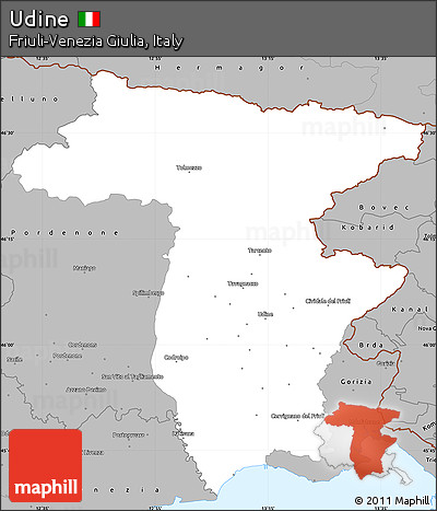 Gray Simple Map of Udine