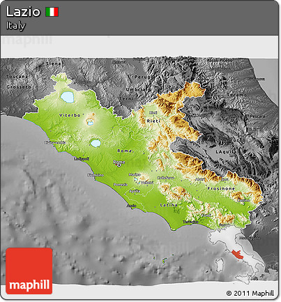 Physical 3D Map of Lazio, darken, desaturated