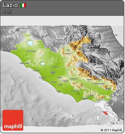 Physical 3D Map of Lazio, desaturated