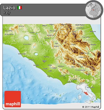 Physical 3D Map of Lazio
