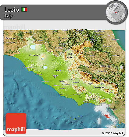 Physical 3D Map of Lazio, satellite outside