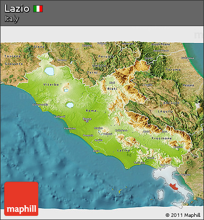 Physical 3D Map of Lazio, satellite outside