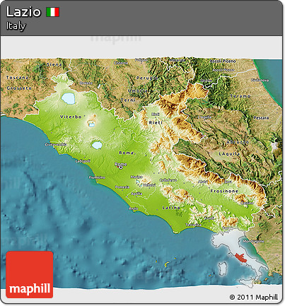 Physical 3D Map of Lazio, satellite outside