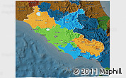 Political 3D Map of Lazio, darken