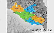 Political 3D Map of Lazio, desaturated