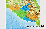 Political 3D Map of Lazio, physical outside