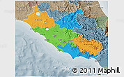 Political 3D Map of Lazio, semi-desaturated