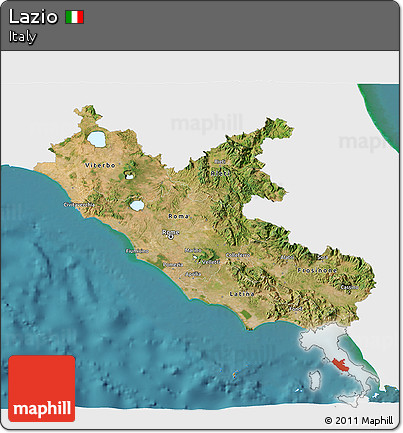 Satellite 3D Map of Lazio, single color outside