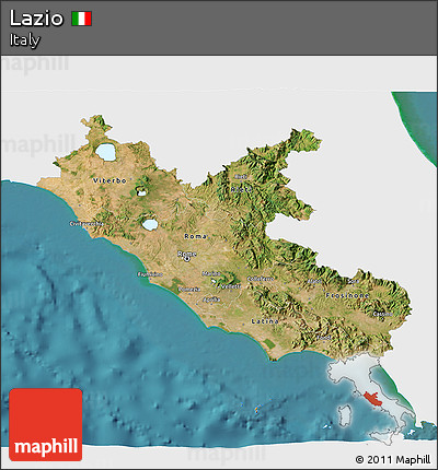 Satellite 3D Map of Lazio, single color outside