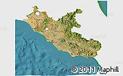 Satellite 3D Map of Lazio, single color outside