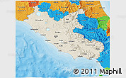 Shaded Relief 3D Map of Lazio, political outside