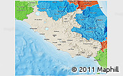 Shaded Relief 3D Map of Lazio, political shades outside