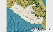 Shaded Relief 3D Map of Lazio, satellite outside