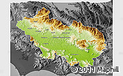 Physical 3D Map of Frosinone, darken, desaturated
