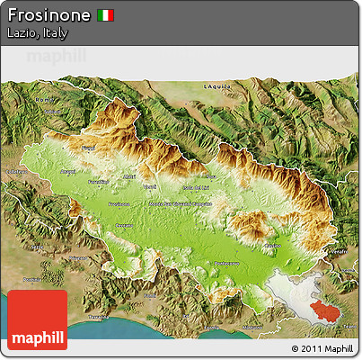 Physical 3D Map of Frosinone, satellite outside