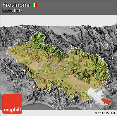 Satellite 3D Map of Frosinone, desaturated