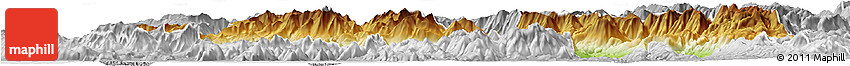 Physical Horizon Map of Frosinone, lighten, desaturated