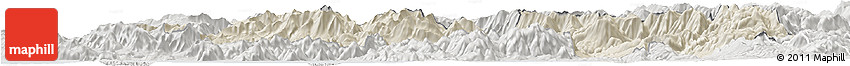 Shaded Relief Horizon Map of Frosinone, lighten, semi-desaturated