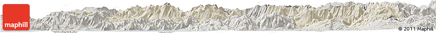 Shaded Relief Horizon Map of Frosinone, semi-desaturated