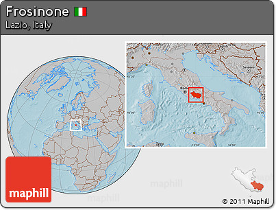 Gray Location Map of Frosinone, hill shading