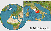 Satellite Location Map of Frosinone, highlighted parent region