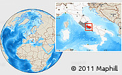 Shaded Relief Location Map of Frosinone, highlighted country, highlighted parent region
