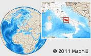 Shaded Relief Location Map of Frosinone, highlighted country