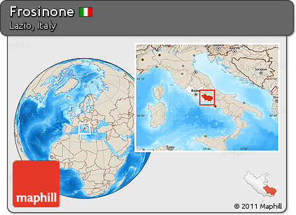 Shaded Relief Location Map of Frosinone, highlighted parent region