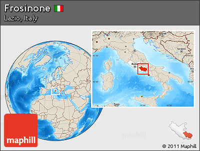 Shaded Relief Location Map of Frosinone, highlighted parent region