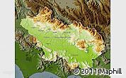 Physical Map of Frosinone, darken