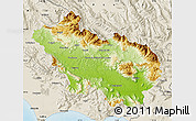 Physical Map of Frosinone, shaded relief outside