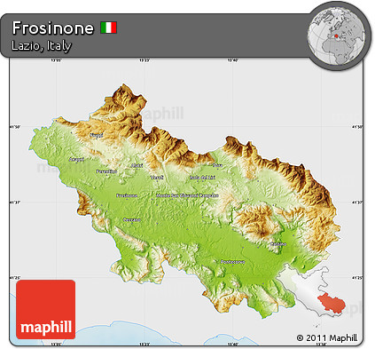 Physical Map of Frosinone, single color outside